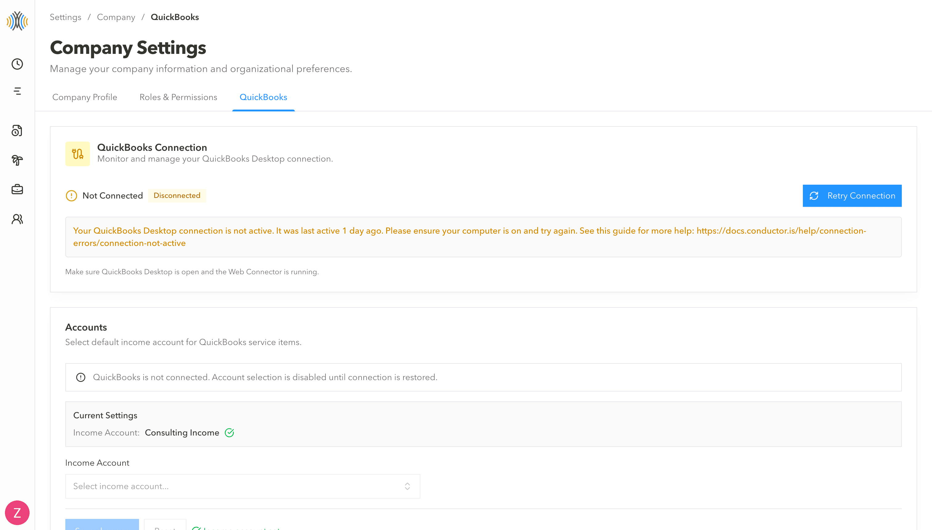 QuickBooks Desktop sync configuration and mapping settings